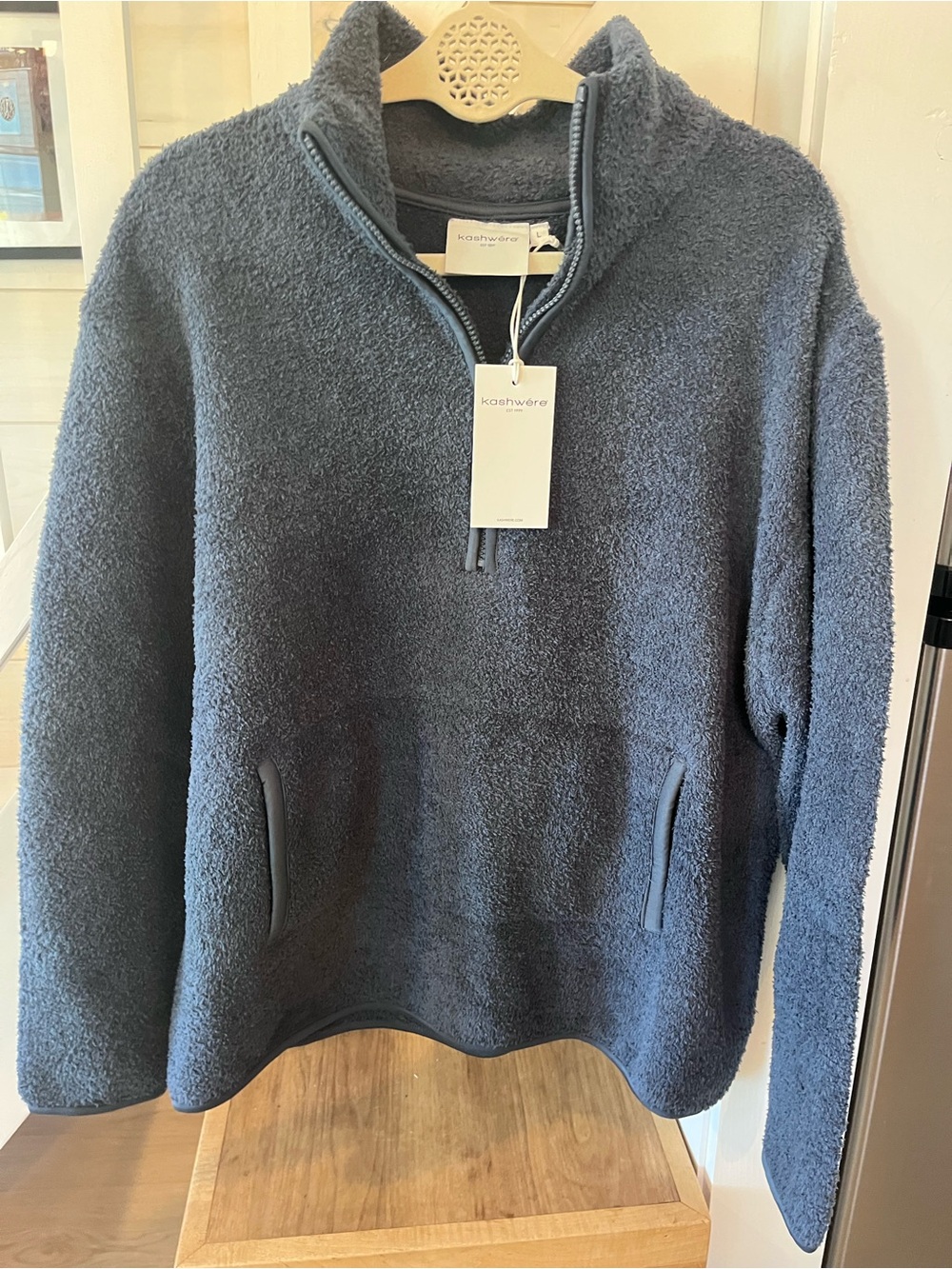 Kashwére Women's Navy Chenilla Classic Quarter-Zip Pullover